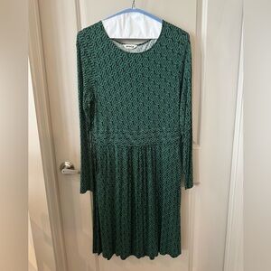 Boden Green and Black Long Sleeve comfortable Dress